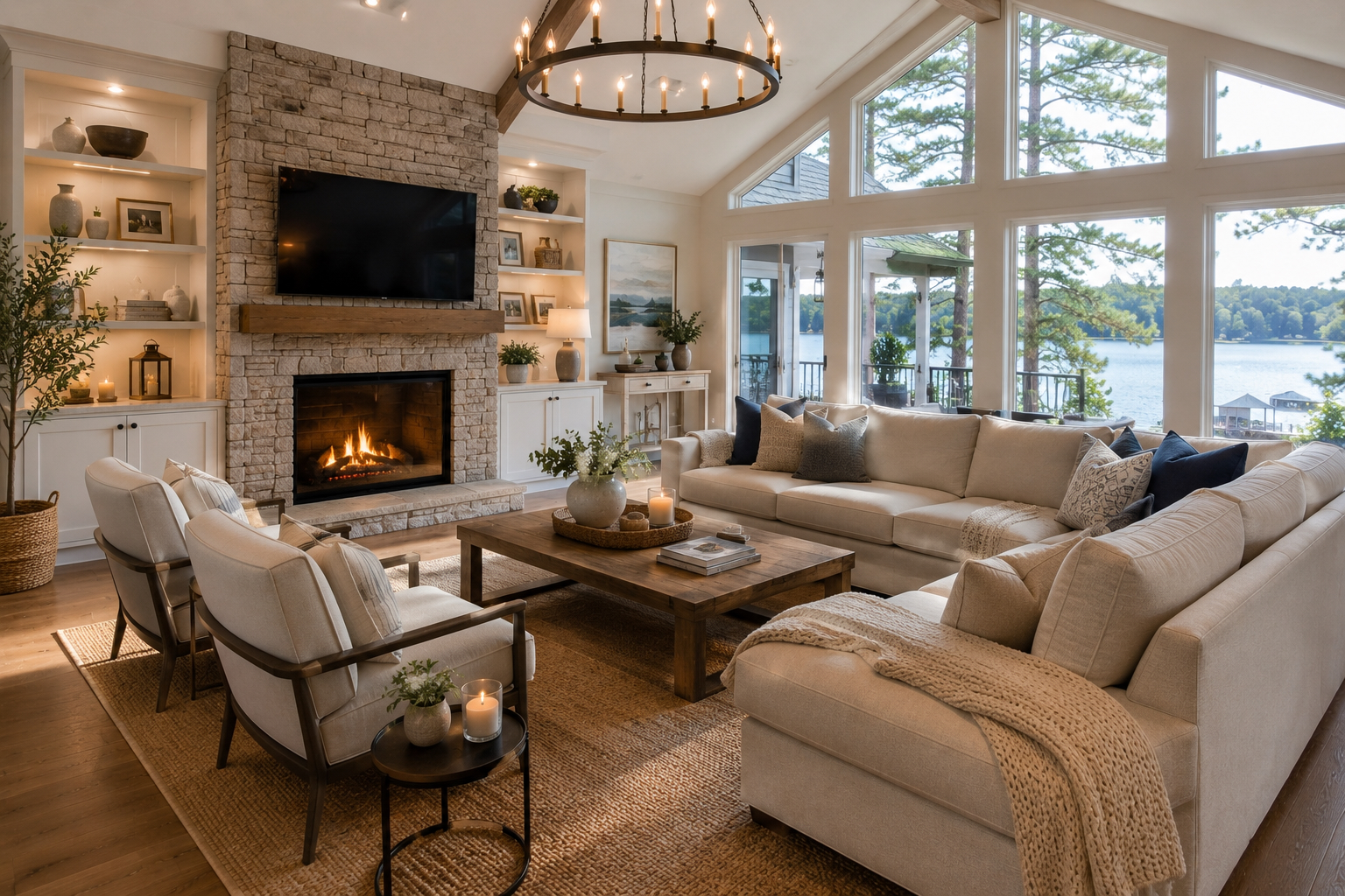 Bright, freshly cleaned living room ready for new residents